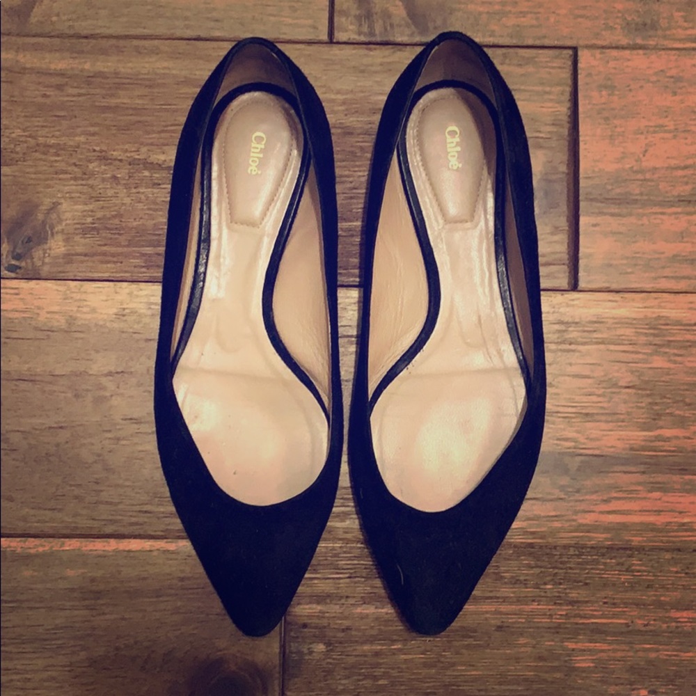Chloe black suede flats 37.5